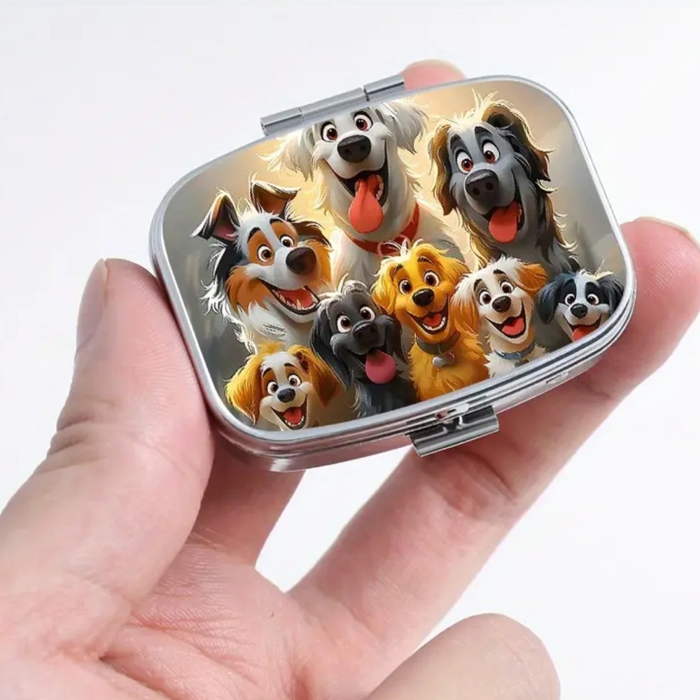 NEW| Cute Pill Box Happy Dogs Theme Portable Pill Case Medicine Organizer